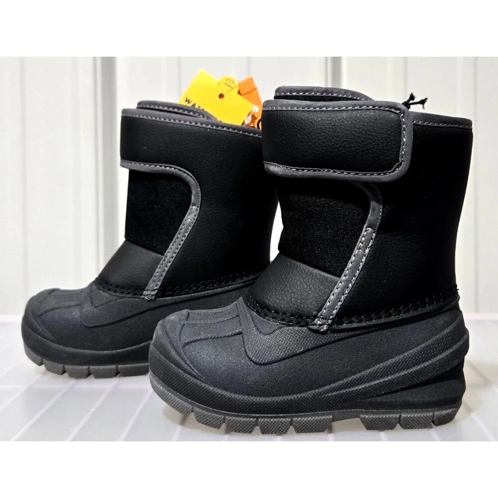 Cat & Jack Lenny 2 Tone Black Snow Boots w/ Fleece Lining -- Little Boys' Size 5